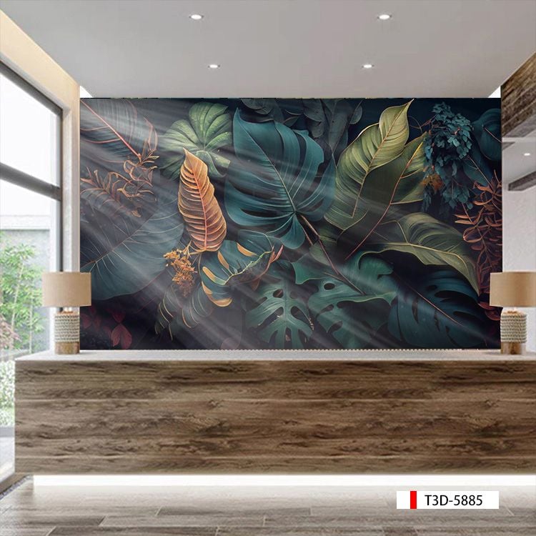 TRANH VẢI DÁN TƯỜNG 3D NHÀ HÀNG, CAFE - TRANH DÁN TƯỜNG TROPICAL NHIỆT ĐỚI | MÃ T3D-5885