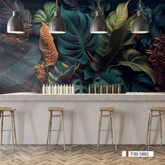 TRANH VẢI DÁN TƯỜNG 3D NHÀ HÀNG, CAFE - TRANH DÁN TƯỜNG TROPICAL NHIỆT ĐỚI | MÃ T3D-5885