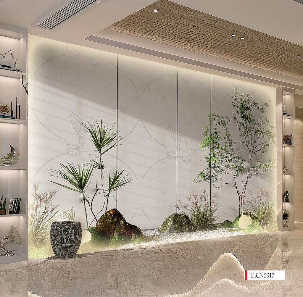 TRANH VẢI DÁN TƯỜNG 3D NHÀ HÀNG, CAFE - TRANH DÁN TƯỜNG TIỂU CẢNH | MÃ T3D-5917