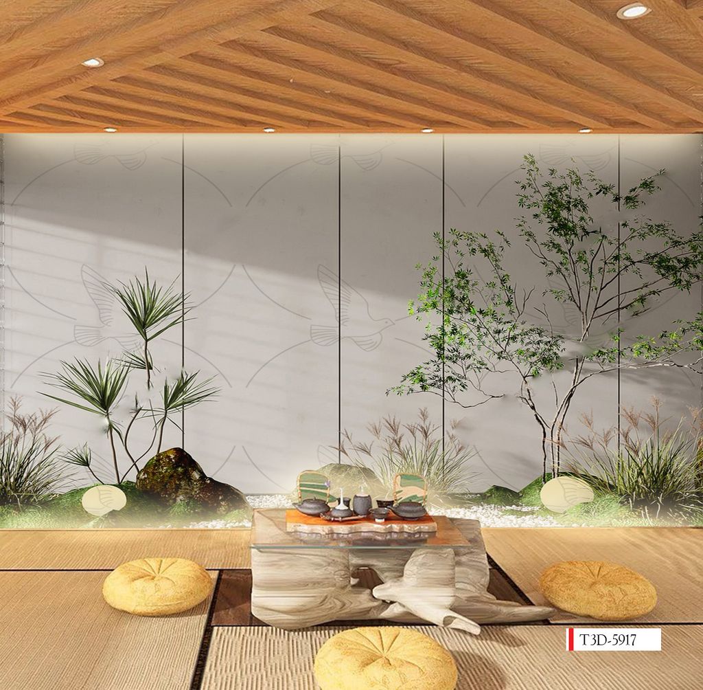 TRANH VẢI DÁN TƯỜNG 3D NHÀ HÀNG, CAFE - TRANH DÁN TƯỜNG TIỂU CẢNH | MÃ T3D-5917
