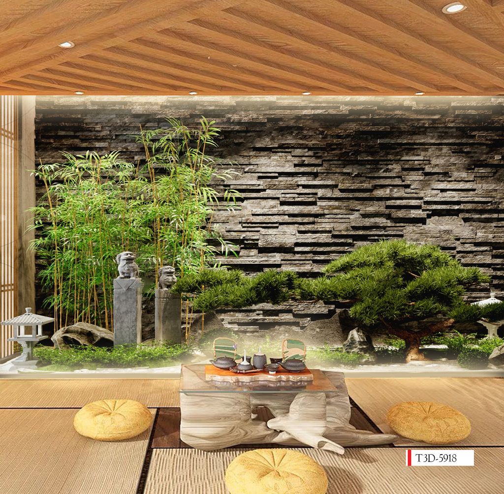 TRANH VẢI DÁN TƯỜNG 3D NHÀ HÀNG, CAFE - TRANH DÁN TƯỜNG TIỂU CẢNH | MÃ T3D-5918