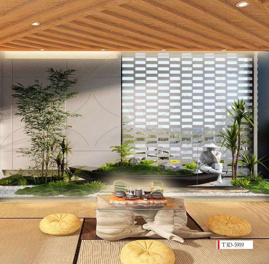 TRANH VẢI DÁN TƯỜNG 3D NHÀ HÀNG, CAFE - TRANH DÁN TƯỜNG TIỂU CẢNH | MÃ T3D-5919