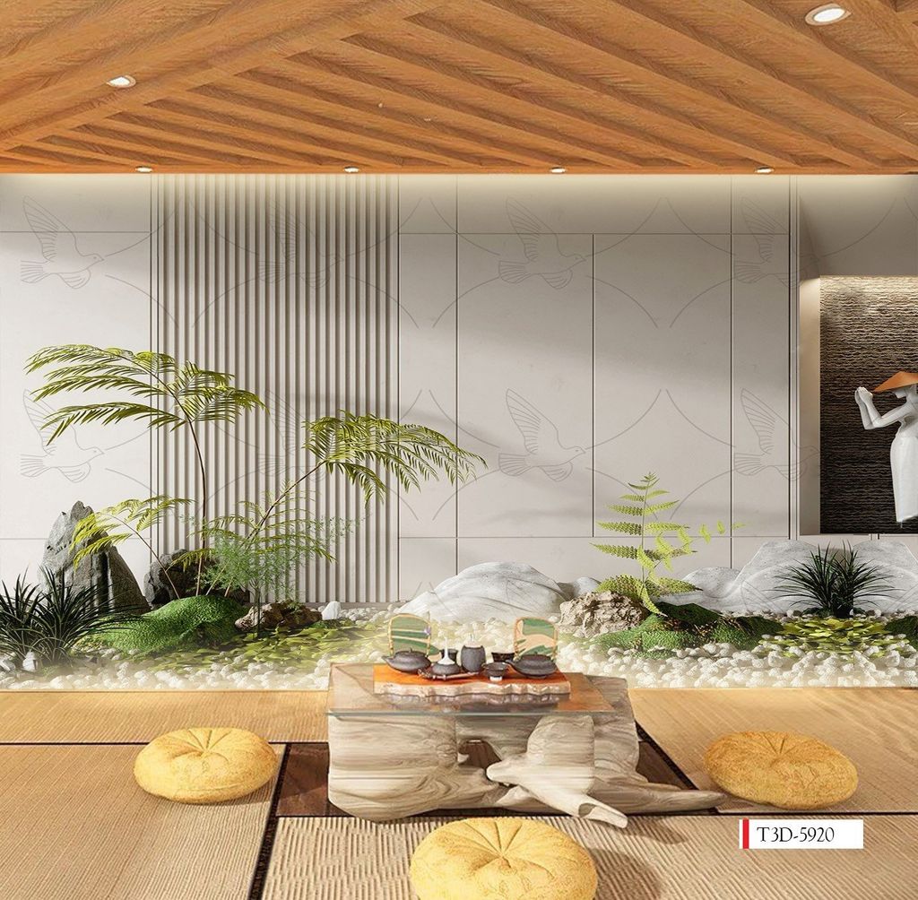 TRANH VẢI DÁN TƯỜNG 3D NHÀ HÀNG, CAFE - TRANH DÁN TƯỜNG TIỂU CẢNH | MÃ T3D-5920