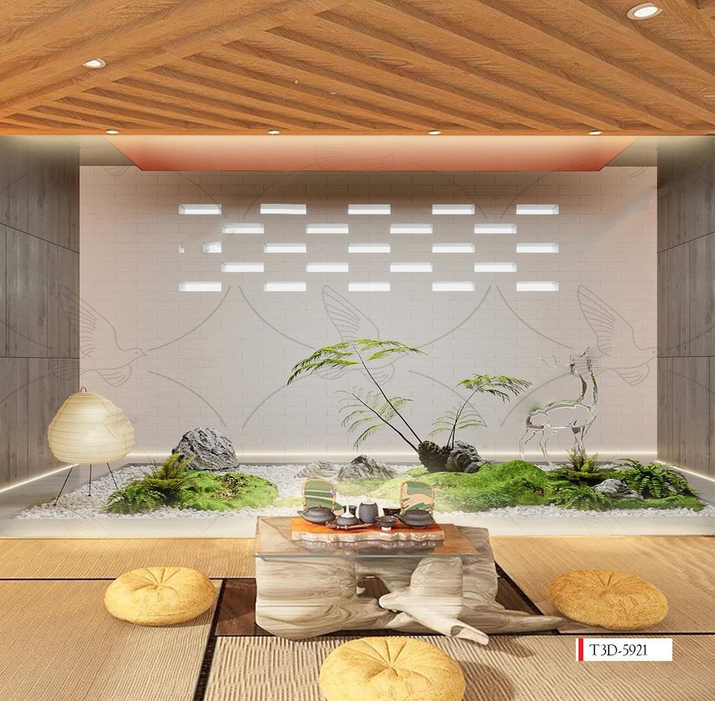 TRANH VẢI DÁN TƯỜNG 3D NHÀ HÀNG, CAFE - TRANH DÁN TƯỜNG TIỂU CẢNH | MÃ T3D-5921