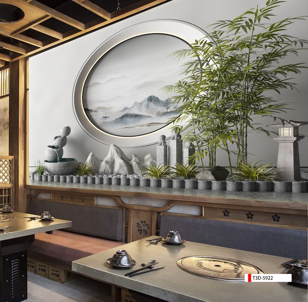 BST22 - TRANH DÁN TƯỜNG 3D - HÀNH LANG, LỐI ĐI, NHÀ HÀNG, CAFE - TRANH TIỂU CẢNH - KHỔ LỚN