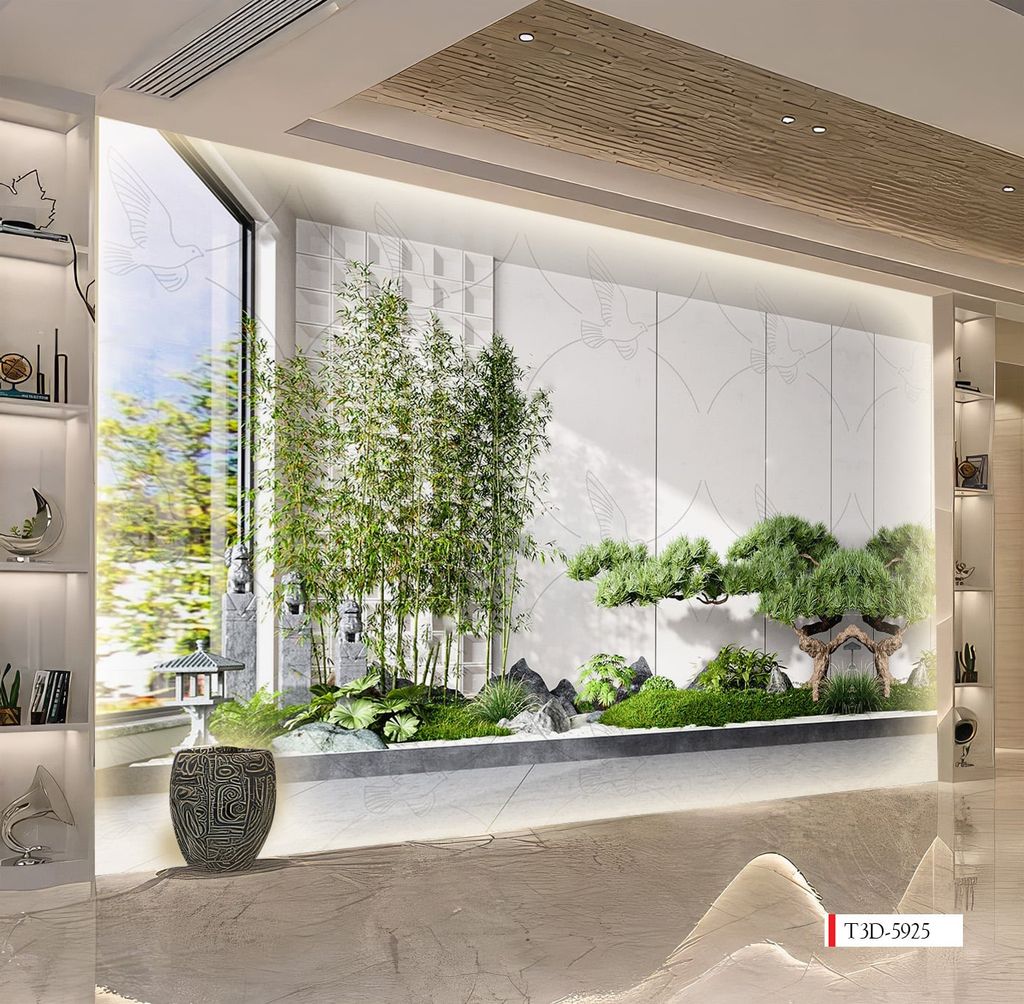 TRANH VẢI DÁN TƯỜNG 3D NHÀ HÀNG, CAFE - TRANH DÁN TƯỜNG TIỂU CẢNH | MÃ T3D-5925