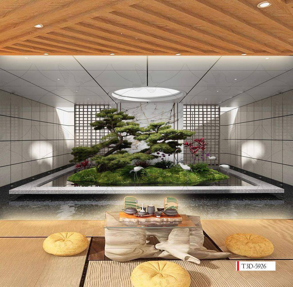 TRANH VẢI DÁN TƯỜNG 3D NHÀ HÀNG, CAFE - TRANH DÁN TƯỜNG TIỂU CẢNH | MÃ T3D-5926