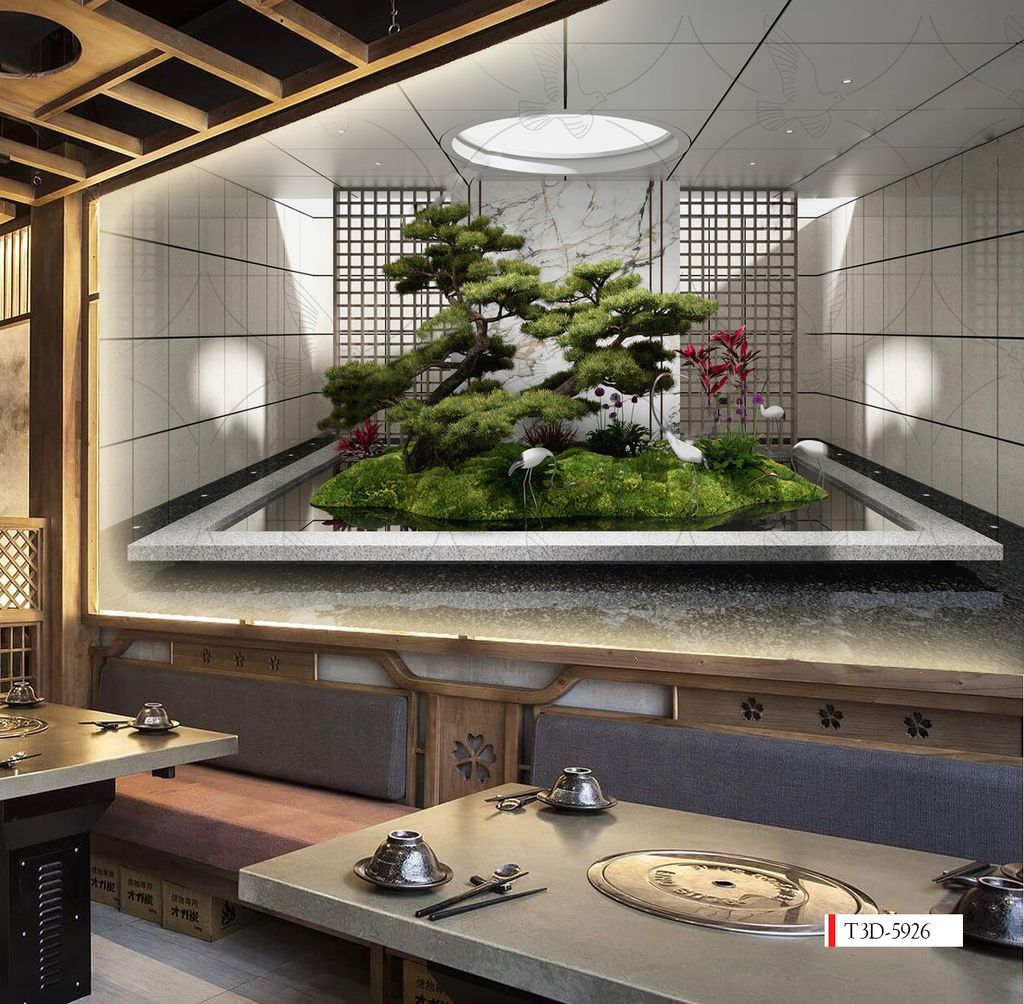 TRANH VẢI DÁN TƯỜNG 3D NHÀ HÀNG, CAFE - TRANH DÁN TƯỜNG TIỂU CẢNH | MÃ T3D-5926