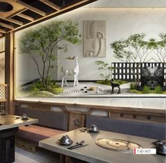 TRANH VẢI DÁN TƯỜNG 3D NHÀ HÀNG, CAFE - TRANH DÁN TƯỜNG TIỂU CẢNH | MÃ T3D-5927
