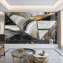 TRANH PVC ỐP TƯỜNG - VÁCH TRANG TRÍ TIVI PHÒNG KHÁCH - TRANH VÂN ĐÁ HIỆN ĐẠI KẾT HỢP | T3D-5992008