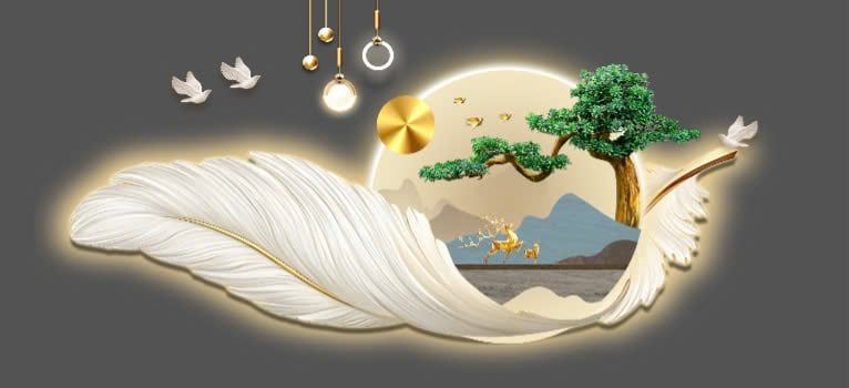 300 -  TRANH TREO PHÒNG KHÁCH HIỆN ĐẠI - TRANH TRANG TRÍ - TRANH TREO TƯỜNG THIÊN NGA LÔNG VŨ - KIỂU TRANH LIỀN KHỔ | MÃ T3D-6012