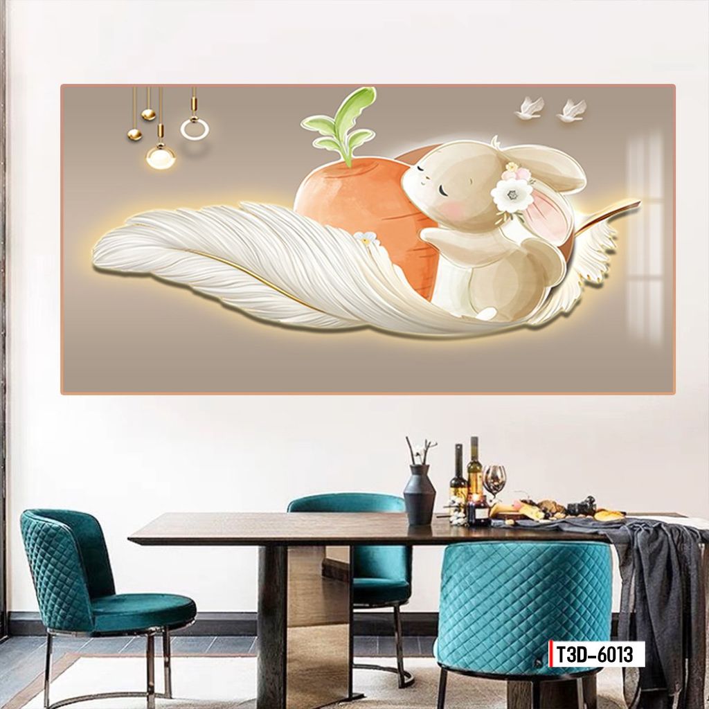 TRANH DECOR LÔNG VŨ - TRANH PHÒNG KHÁCH - PHÒNG ĂN - PHÒNG NGỦ | MÃ T3D-6013