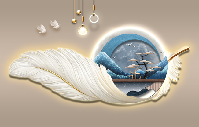 350 - TRANH TREO PHÒNG KHÁCH HIỆN ĐẠI - TRANH TRANG TRÍ - TRANH TREO TƯỜNG THIÊN NGA LÔNG VŨ - KIỂU TRANH LIỀN KHỔ | MÃ T3D-6016