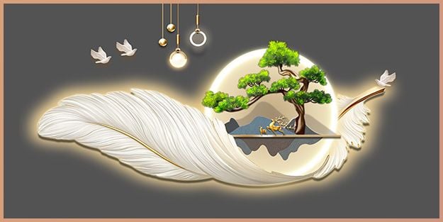 TRANH DECOR LÔNG VŨ - TRANH PHÒNG KHÁCH - PHÒNG ĂN - PHÒNG NGỦ | MÃ T3D-6033