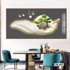 TRANH DECOR LÔNG VŨ - TRANH PHÒNG KHÁCH - PHÒNG ĂN - PHÒNG NGỦ | MÃ T3D-6033