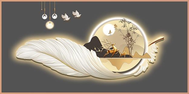 TRANH DECOR LÔNG VŨ - TRANH PHÒNG KHÁCH - PHÒNG ĂN - PHÒNG NGỦ | MÃ T3D-6044