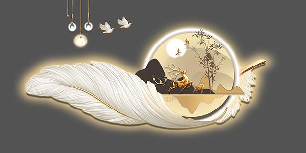 TRANH DECOR LÔNG VŨ - TRANH PHÒNG KHÁCH - PHÒNG ĂN - PHÒNG NGỦ | MÃ T3D-6044