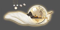 TRANH DECOR LÔNG VŨ - TRANH PHÒNG KHÁCH - PHÒNG ĂN - PHÒNG NGỦ | MÃ T3D-6044