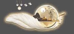 308 -  TRANH TREO PHÒNG KHÁCH HIỆN ĐẠI - TRANH TRANG TRÍ - TRANH TREO TƯỜNG THIÊN NGA LÔNG VŨ - KIỂU TRANH LIỀN KHỔ | MÃ T3D-6044