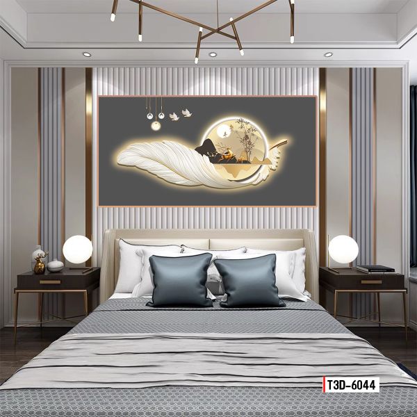 TRANH DECOR LÔNG VŨ - TRANH PHÒNG KHÁCH - PHÒNG ĂN - PHÒNG NGỦ | MÃ T3D-6044