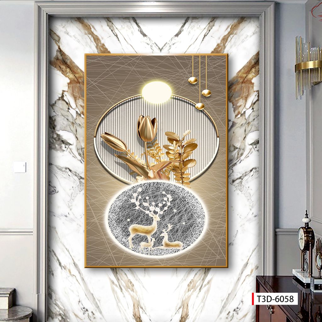 TRANH TREO CẦU THANG - CHIẾU NGHỈ - LỐI ĐI - TRANH HƯƠU TÀI LỘC | MÃ T3D-6058