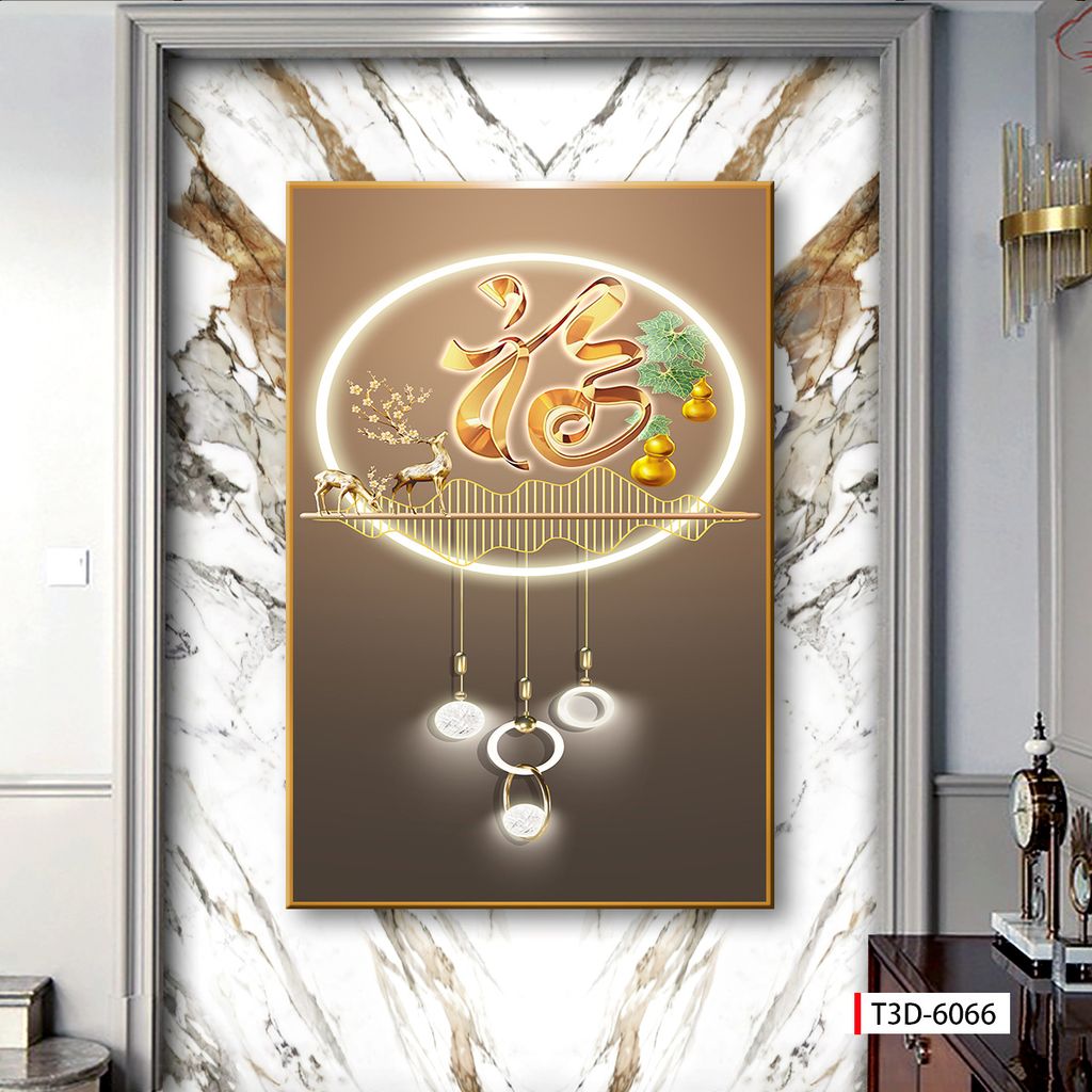 TRANH TREO CẦU THANG - CHIẾU NGHỈ - LỐI ĐI - TRANH HƯƠU TÀI LỘC | MÃ T3D-6066