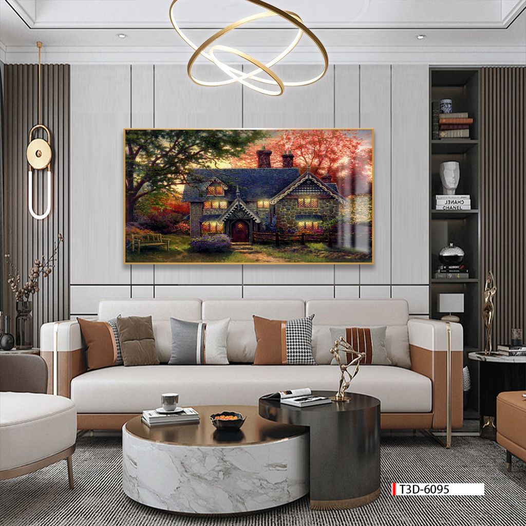 TRANH TREO TƯỜNG PHÒNG KHÁCH - TRANH PHONG CẢNH CHÂU ÂU CỔ ĐIỂN - KHỔ LỚN | MÃ T3D-6095