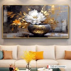 388 - TRANH TREO PHÒNG KHÁCH HIỆN ĐẠI - TRANH TRANG TRÍ - TRANH TREO TƯỜNG TRANH HOA SEN - KIỂU TRANH LIỀN KHỔ | MÃ T3D-612350302