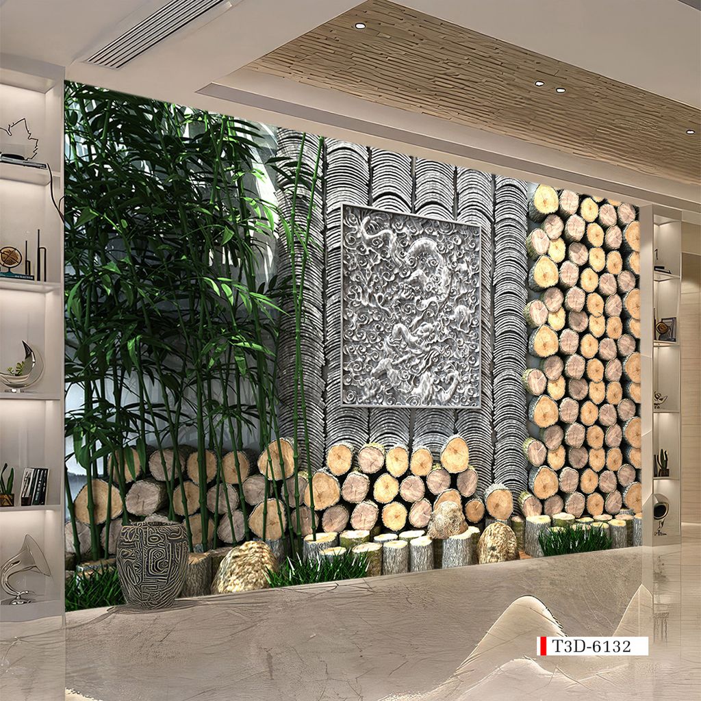 TRANH VẢI DÁN TƯỜNG 3D NHÀ HÀNG, CAFE - TRANH DÁN TƯỜNG TIỂU CẢNH | MÃ T3D-6132
