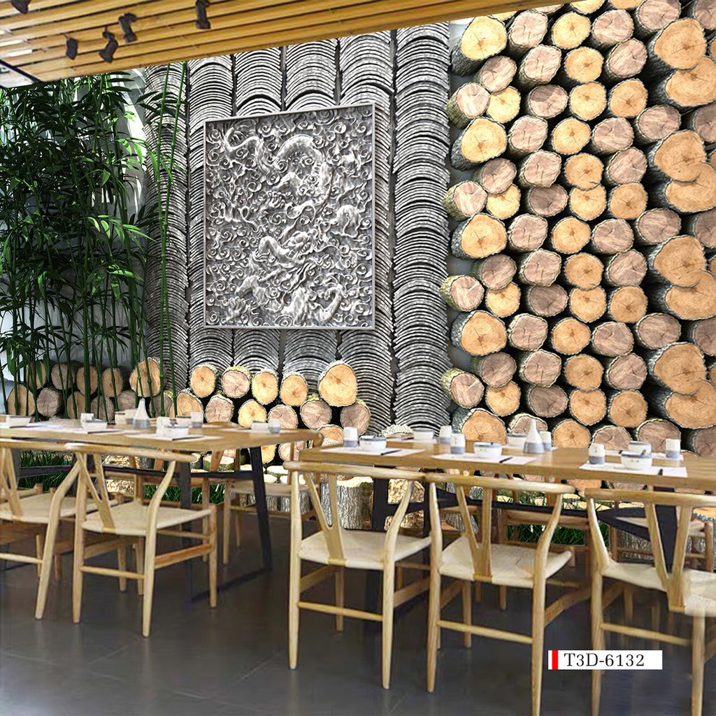 TRANH VẢI DÁN TƯỜNG 3D NHÀ HÀNG, CAFE - TRANH DÁN TƯỜNG TIỂU CẢNH | MÃ T3D-6132