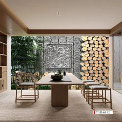 TRANH VẢI DÁN TƯỜNG 3D NHÀ HÀNG, CAFE - TRANH DÁN TƯỜNG TIỂU CẢNH | MÃ T3D-6132