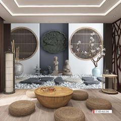 TRANH VẢI DÁN TƯỜNG 3D NHÀ HÀNG, CAFE - TRANH DÁN TƯỜNG TIỂU CẢNH | MÃ T3D-6136