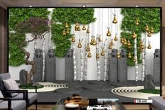 TRANH VẢI DÁN TƯỜNG 3D NHÀ HÀNG, CAFE - TRANH DÁN TƯỜNG TIỂU CẢNH | MÃ T3D-6142