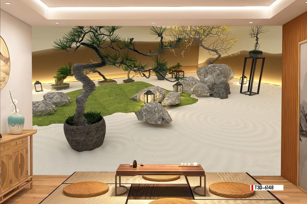 TRANH VẢI DÁN TƯỜNG 3D NHÀ HÀNG, CAFE - TRANH DÁN TƯỜNG TIỂU CẢNH | MÃ T3D-6148
