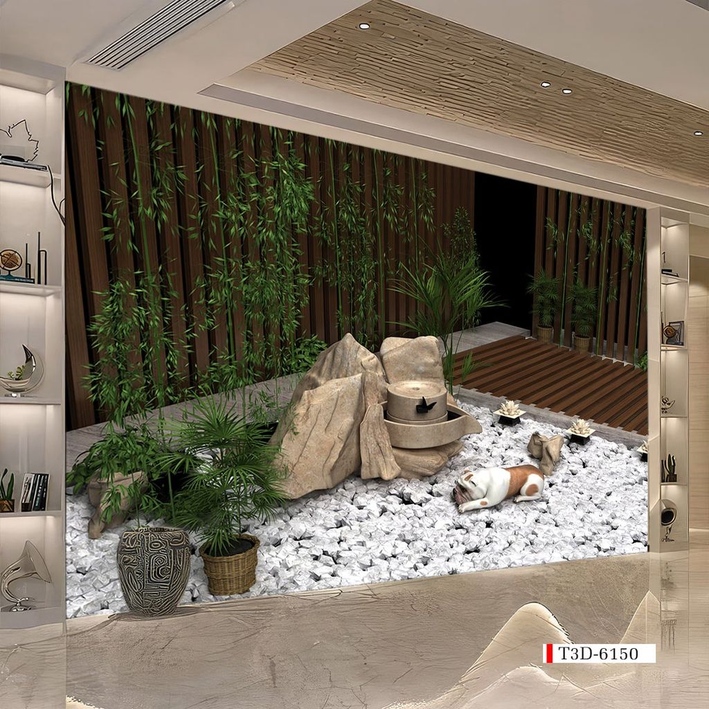 TRANH VẢI DÁN TƯỜNG 3D NHÀ HÀNG, CAFE - TRANH DÁN TƯỜNG TIỂU CẢNH | MÃ T3D-6150