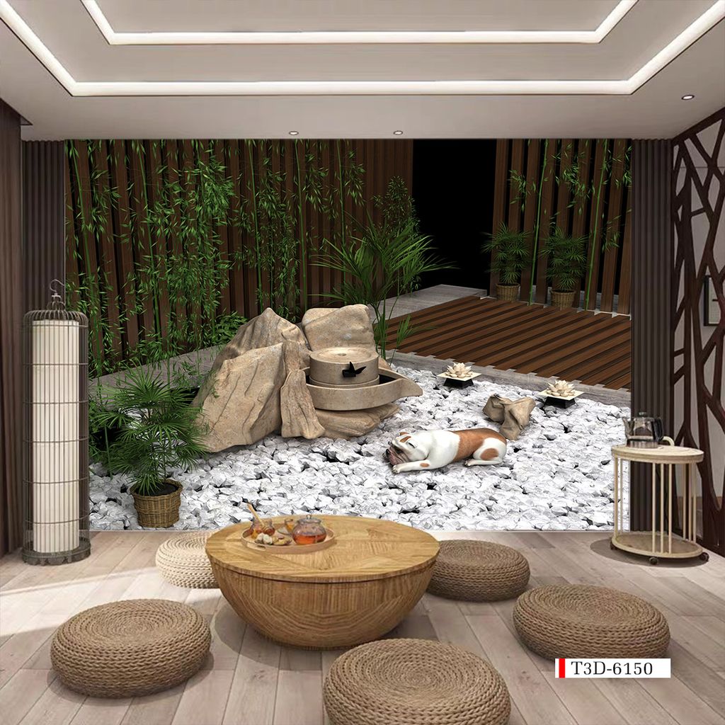 TRANH VẢI DÁN TƯỜNG 3D NHÀ HÀNG, CAFE - TRANH DÁN TƯỜNG TIỂU CẢNH | MÃ T3D-6150