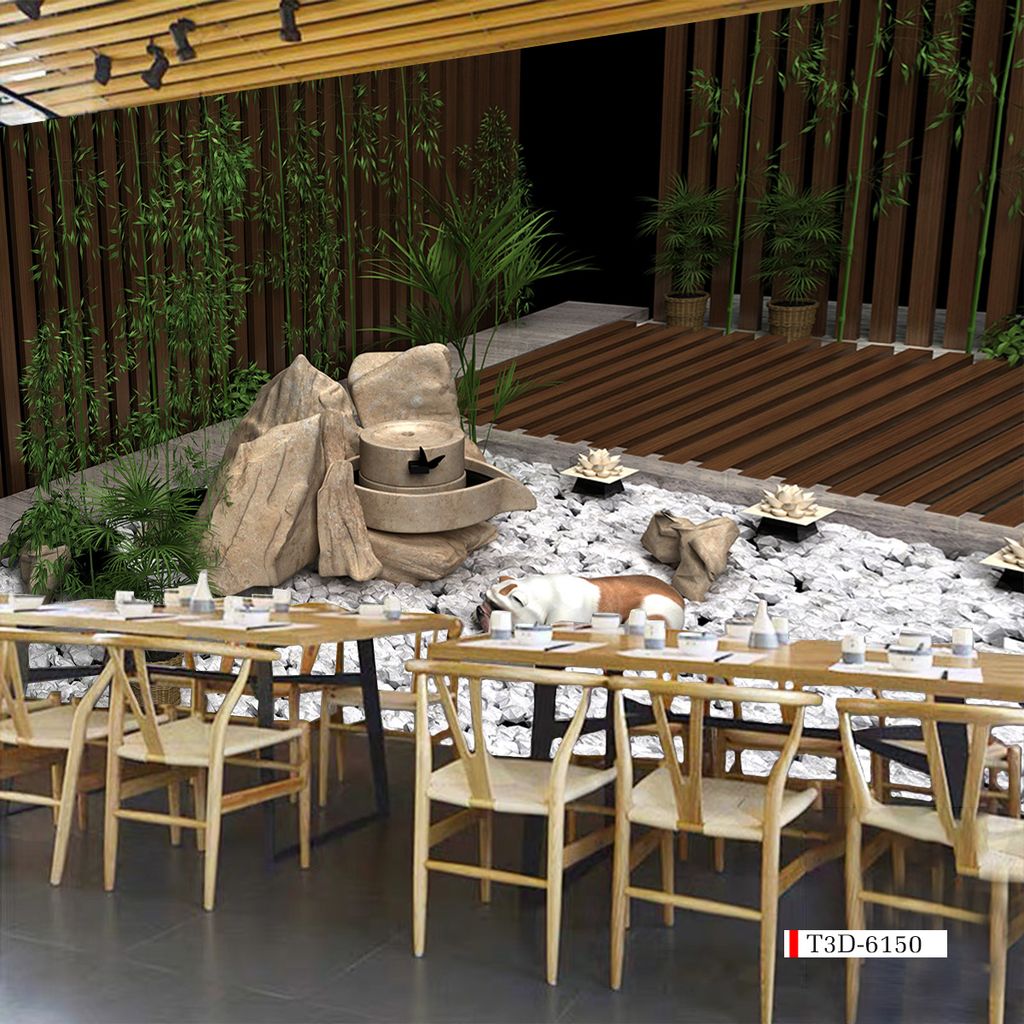 TRANH VẢI DÁN TƯỜNG 3D NHÀ HÀNG, CAFE - TRANH DÁN TƯỜNG TIỂU CẢNH | MÃ T3D-6150