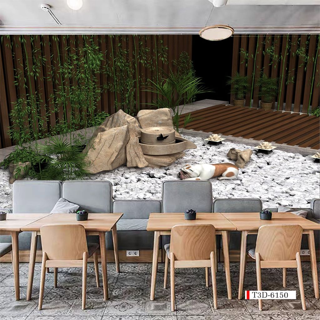 TRANH VẢI DÁN TƯỜNG 3D NHÀ HÀNG, CAFE - TRANH DÁN TƯỜNG TIỂU CẢNH | MÃ T3D-6150