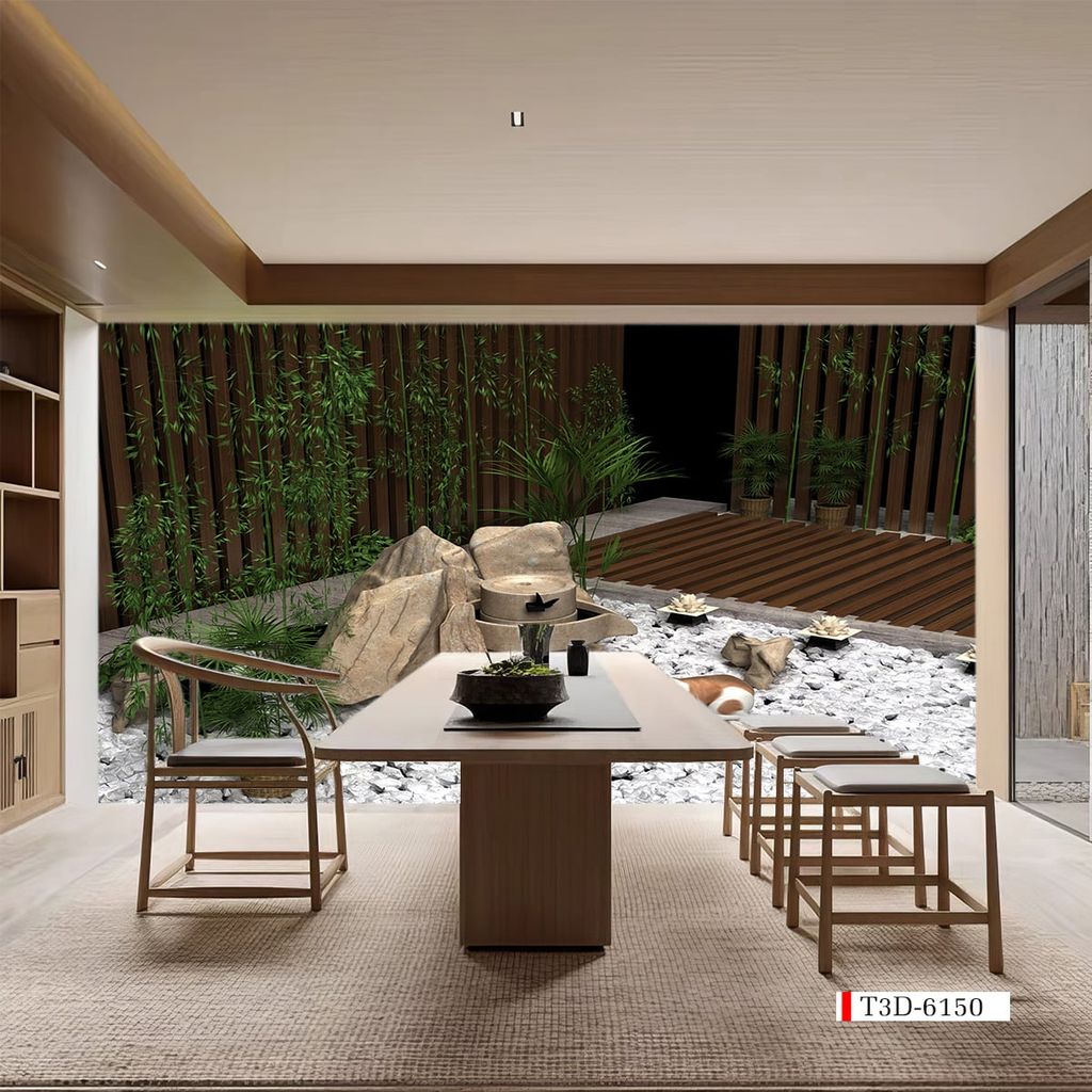 TRANH VẢI DÁN TƯỜNG 3D NHÀ HÀNG, CAFE - TRANH DÁN TƯỜNG TIỂU CẢNH | MÃ T3D-6150