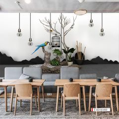 TRANH VẢI DÁN TƯỜNG 3D NHÀ HÀNG, CAFE - TRANH DÁN TƯỜNG TIỂU CẢNH | MÃ T3D-6160