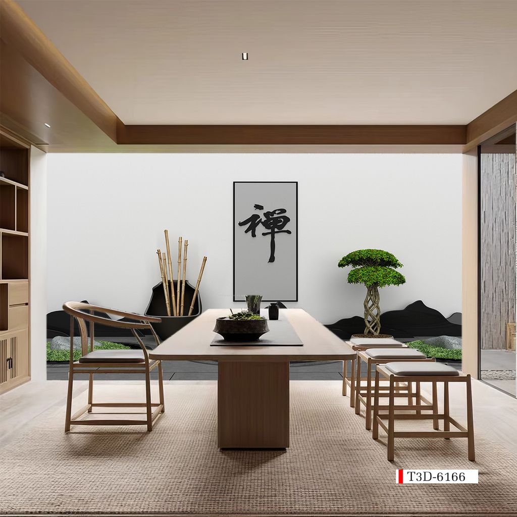 TRANH VẢI DÁN TƯỜNG 3D NHÀ HÀNG, CAFE - TRANH DÁN TƯỜNG TIỂU CẢNH | MÃ T3D-6166