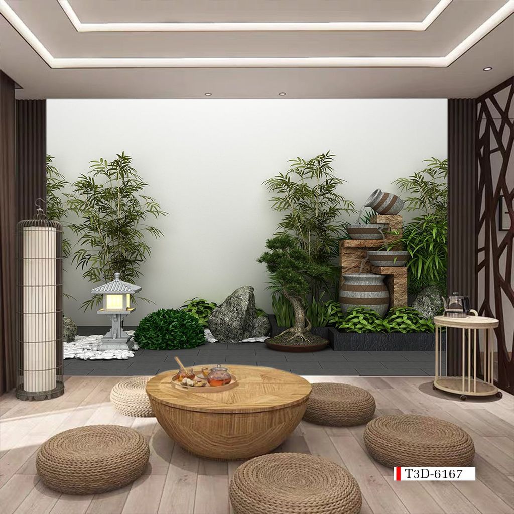 TRANH VẢI DÁN TƯỜNG 3D NHÀ HÀNG, CAFE - TRANH DÁN TƯỜNG TIỂU CẢNH | MÃ T3D-6167