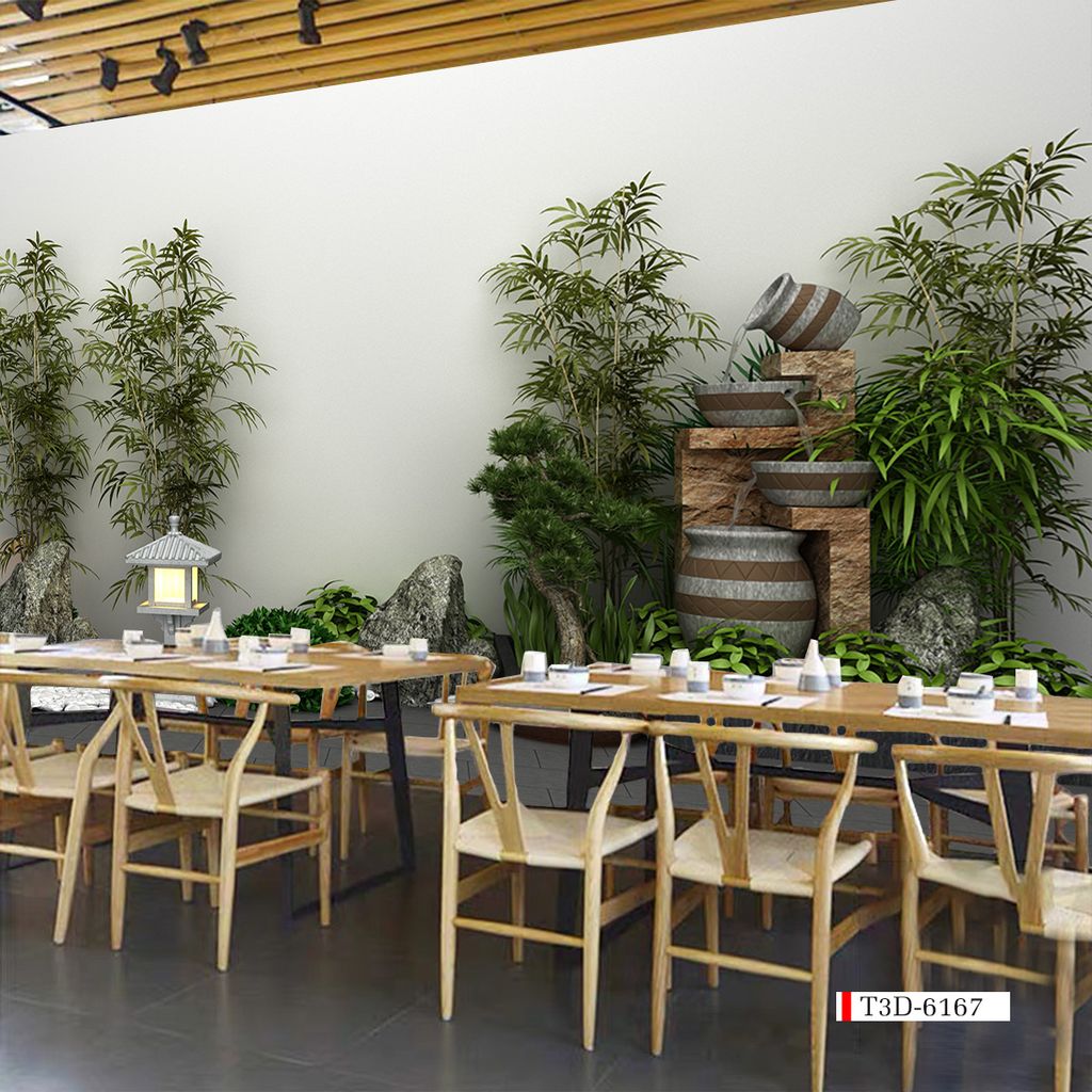 TRANH VẢI DÁN TƯỜNG 3D NHÀ HÀNG, CAFE - TRANH DÁN TƯỜNG TIỂU CẢNH | MÃ T3D-6167