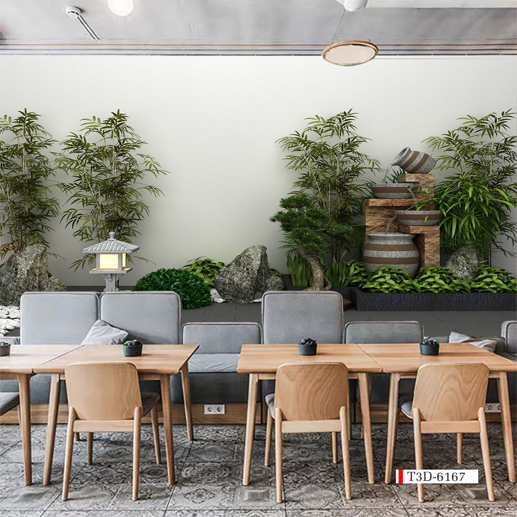 TRANH VẢI DÁN TƯỜNG 3D NHÀ HÀNG, CAFE - TRANH DÁN TƯỜNG TIỂU CẢNH | MÃ T3D-6167