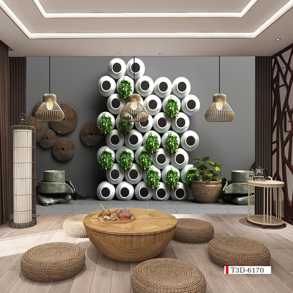 TRANH VẢI DÁN TƯỜNG 3D NHÀ HÀNG, CAFE - TRANH DÁN TƯỜNG TIỂU CẢNH | MÃ T3D-6170