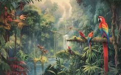 TRANH VẢI DÁN TƯỜNG 3D NHÀ HÀNG, CAFE , LỄ TÂN - TRANH DÁN TƯỜNG TROPICAL NHIỆT ĐỚI | MÃ T3D-6263