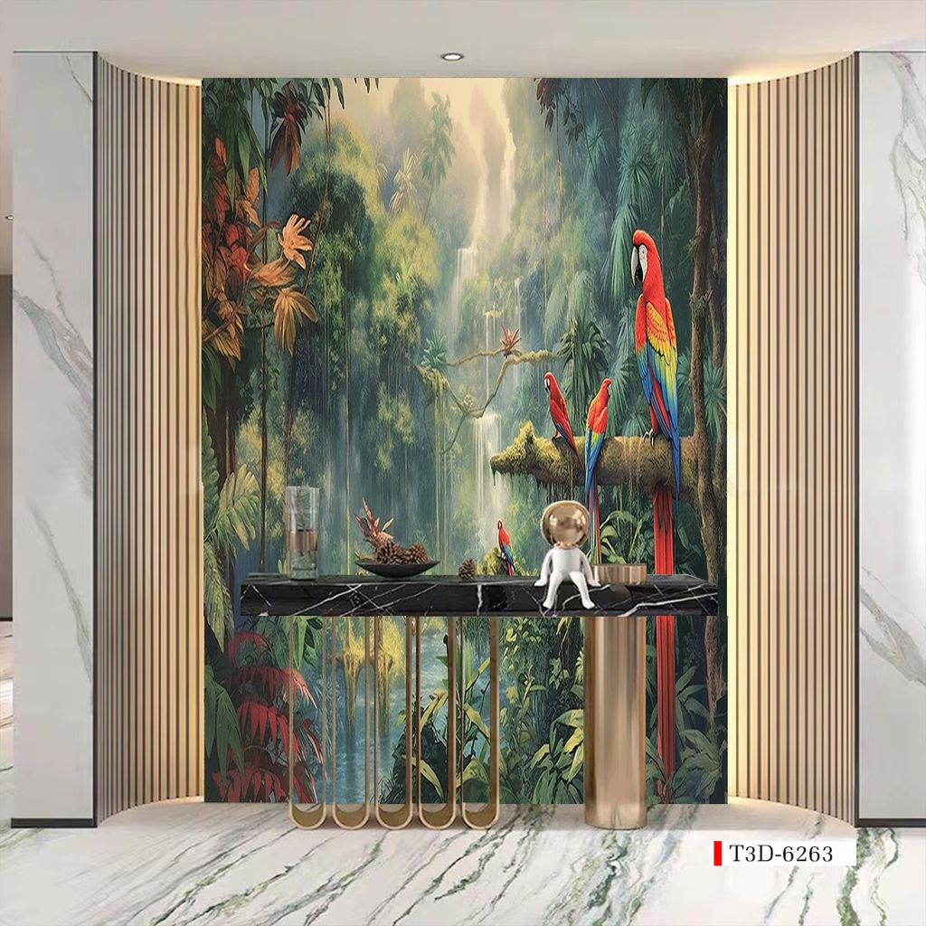 TRANH VẢI DÁN TƯỜNG 3D NHÀ HÀNG, CAFE , LỄ TÂN - TRANH DÁN TƯỜNG TROPICAL NHIỆT ĐỚI | MÃ T3D-6263