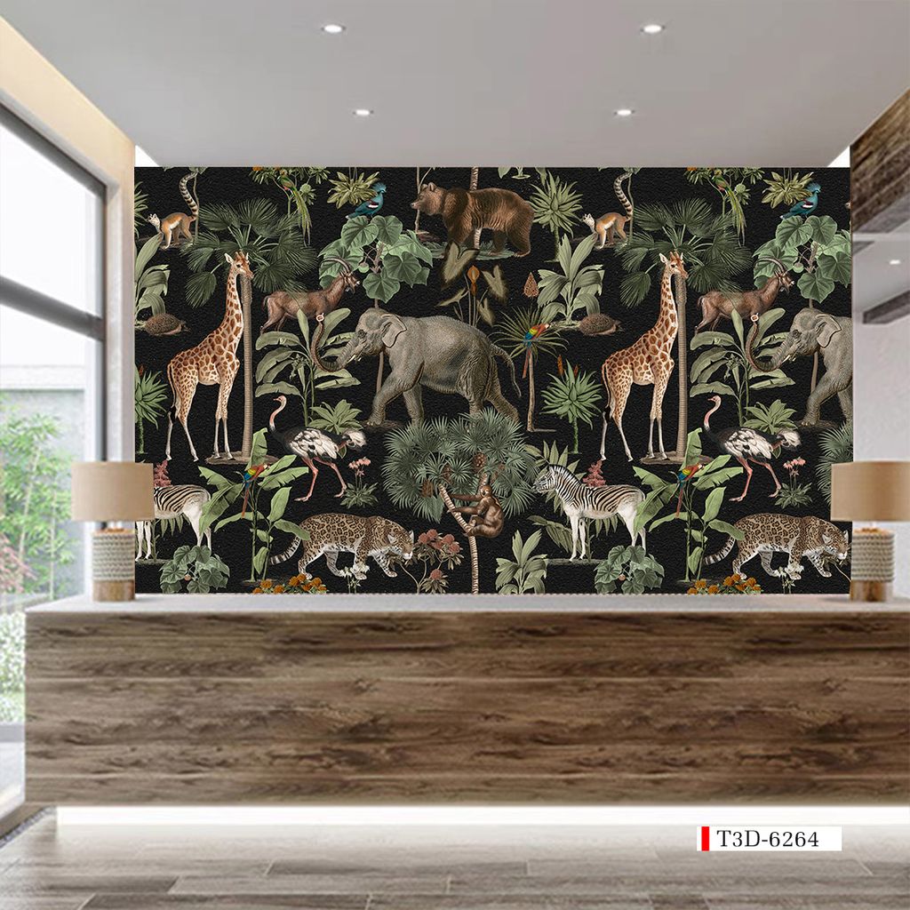 TRANH VẢI DÁN TƯỜNG 3D NHÀ HÀNG, CAFE , LỄ TÂN - TRANH DÁN TƯỜNG TROPICAL NHIỆT ĐỚI | MÃ T3D-6264