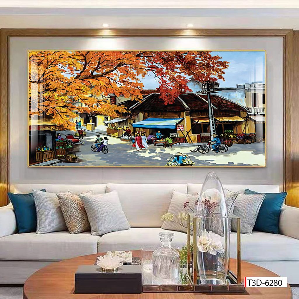 BST114 - TRANH TREO TƯỜNG - PHÒNG KHÁCH VÁCH TIVI - TRANH PHONG CẢNH ĐỒNG QUÊ - KHỔ LỚN