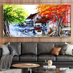 BST114 - TRANH TREO TƯỜNG - PHÒNG KHÁCH VÁCH TIVI - TRANH PHONG CẢNH ĐỒNG QUÊ - KHỔ LỚN